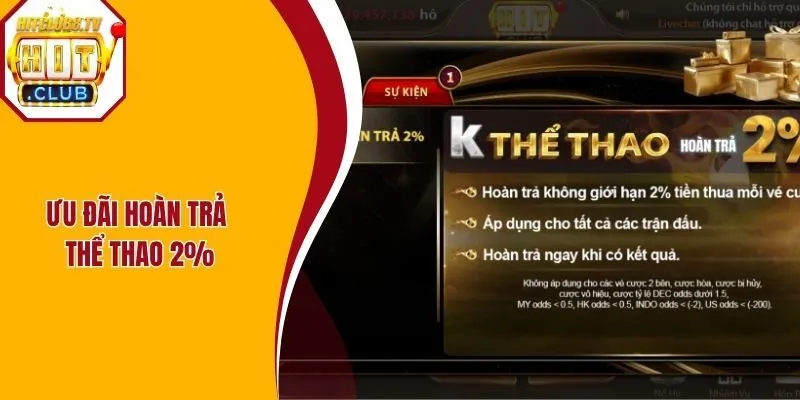 Ưu đãi hoàn trả thể thao 2%